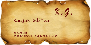 Kasjak Géza névjegykártya